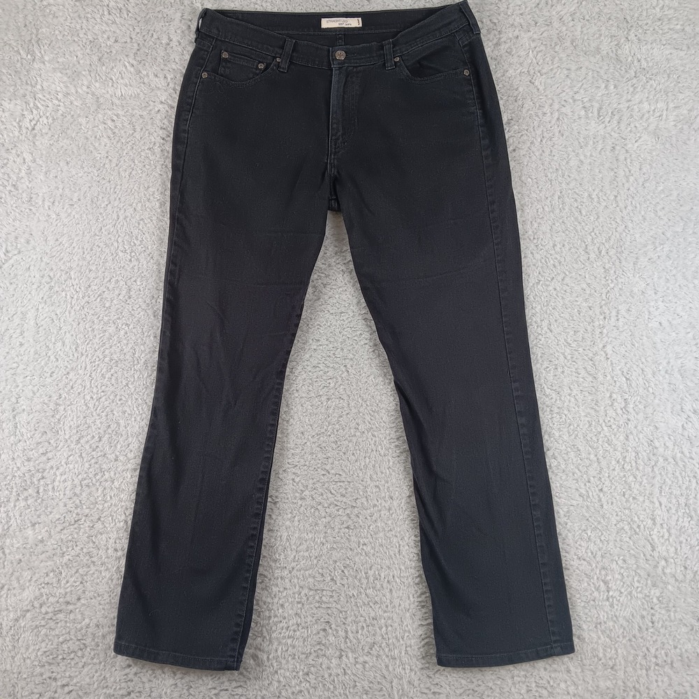 Levi's 505 Straight Leg Jeans Womens 14 Medium Black Excellent Stretch Denim